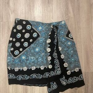 Vintage Blue Micro Mini Wrap Skirt 90s Retro Glam Whimseygoth Boho
